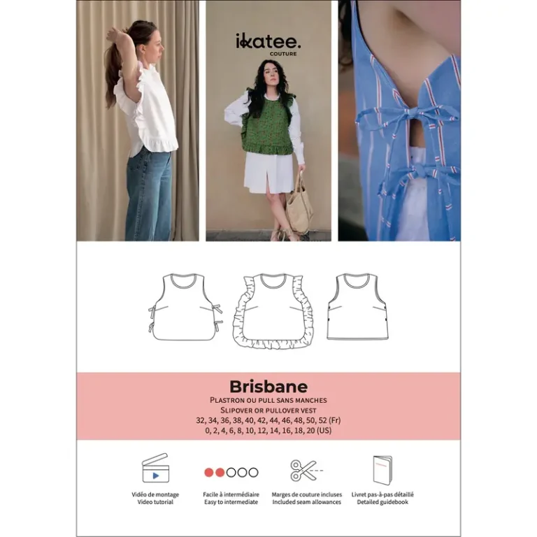Patron plastron et pull sans manches femme BRISBANE par Ikatee