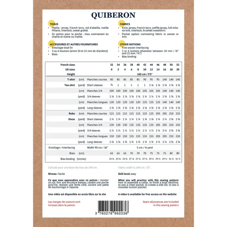 Patron tee-shirt et robe marinière femme QUIBERON par Ikatee