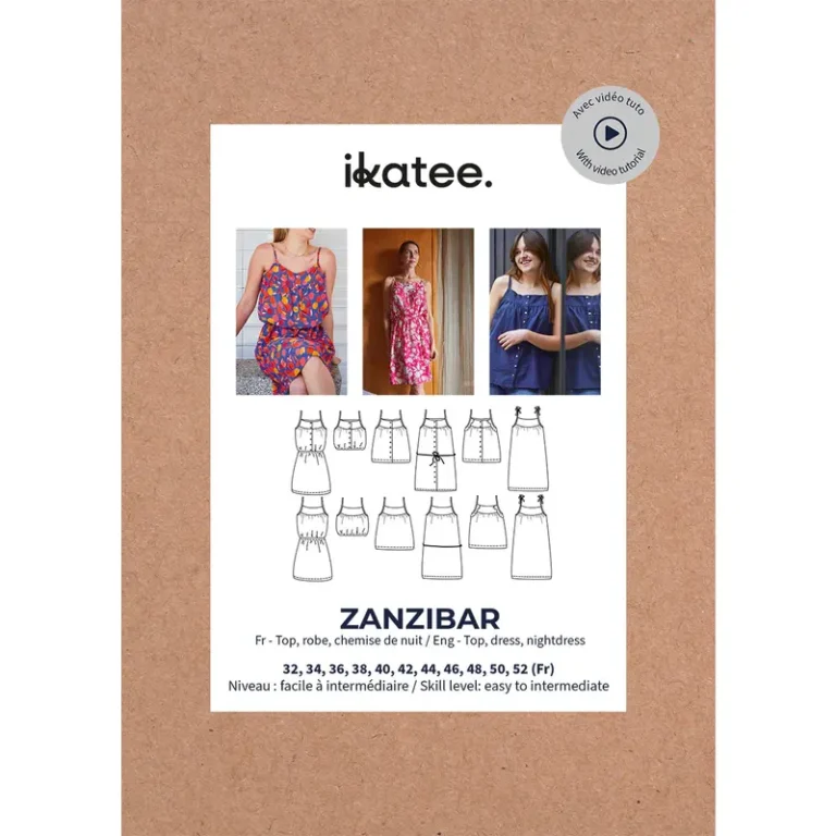 Patron top et robe femme ZANZIBAR pochette par Ikatee