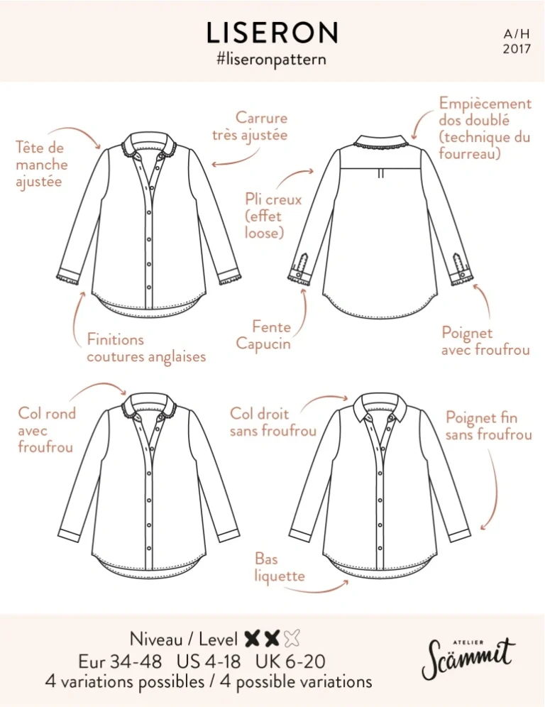 Patron de la chemise Liseron par Atelier Scämmit
