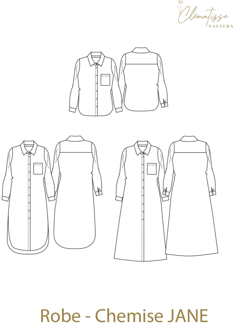 Patron chemise-robe Jane par Clématisse Pattern