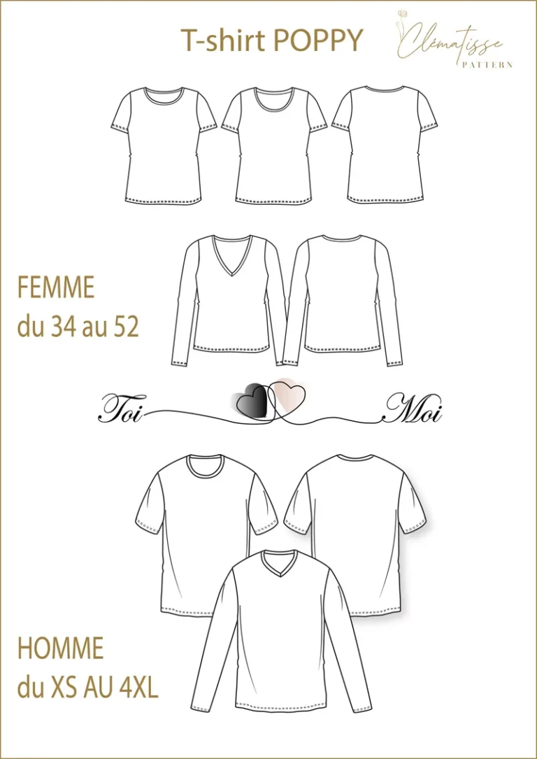 Patron du T-shirt POPPY par Clématisse Pattern